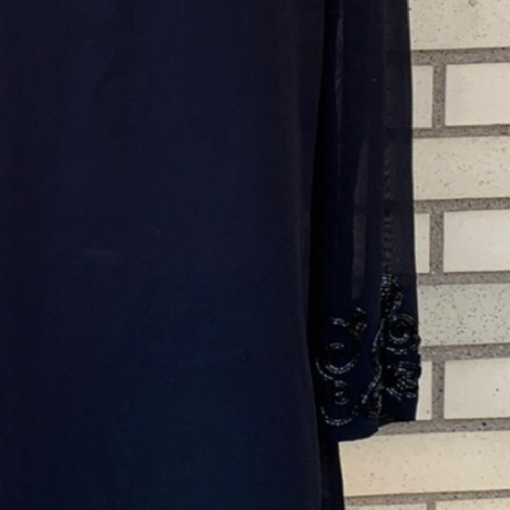 Liz Claiborne Black Beaded Trim V-neck Blouse Top - Picture 7 of 11